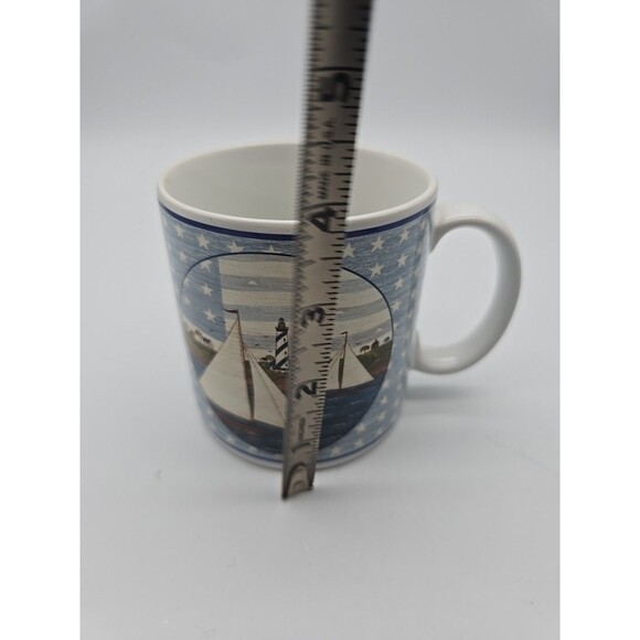 America the Beautiful Sailboat & Stars Coffee Mug Warren Kimble 1999 Sakura - Picture 7 of 9